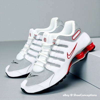 Nike Shox NZ Shoes White Sport Red Cool Gray 378341-104 Men's Nike Shox NZ Shoes White Sport Red Cool Gray 378341-104 Men's