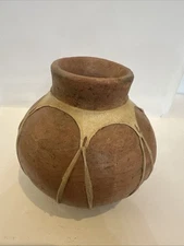 Vintage Mexican Pottery Tarahumara Indian Water Jug Pot with Sinew Straps