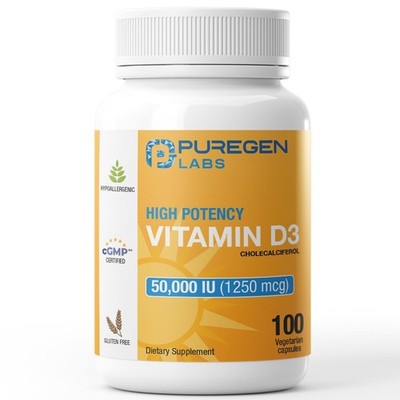 Puregen Labs D3 50,000 IU (1250 mcg) 100 Weeks Supply for Healthy Muscle Func...