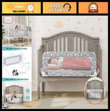 Toddler Bed Rail Guard - 35.4" Safety Side Protector, Swing Down Mesh Barrier, B