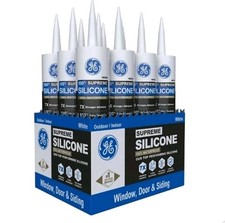 NEW  GE 10.1 oz. Supreme Silicone White Window and Door Caulk 12-Pack 
