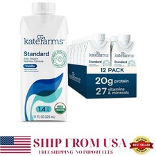 Kate Farms Organic 1.4 High Calorie Nutrition Shake Vanilla, 12 Pack