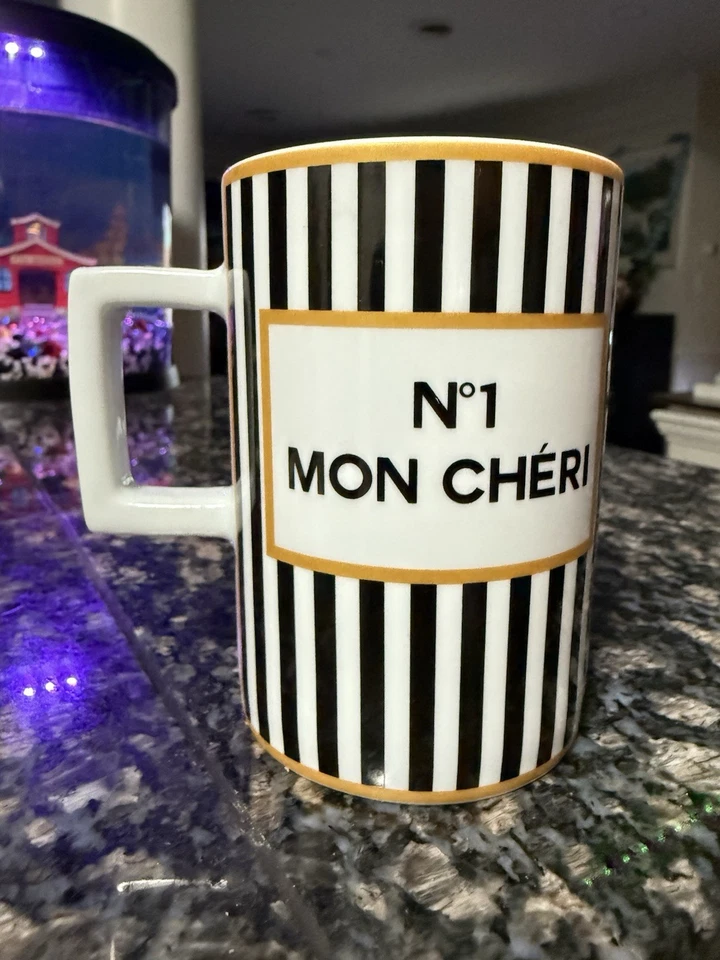 Konitz Alemania Nº Taza de café o té a rayas blancas negras 1 MON CHERI Foto 4 de 4