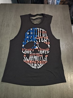 Beautiful Disaster Woman's Bella Americana tank top,slash-back design,Size large