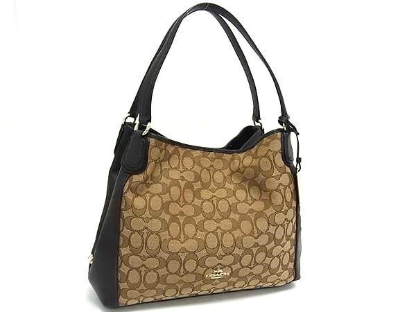 Coach Edie Signature Canvas & Leather Shoulder Tote Bag 36466