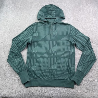 686 Hoodie Mens Small Green Geometric Performance Dry Snap Henley Thumbholes