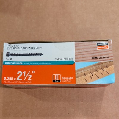 Simpson Strong-Tie SWD18212DBB-R50 Double-Threaded .255 x 2-1/2'' Exterior Grade