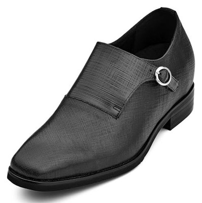 Calto Herren Invisible Höhenerhöhung Elevator Schuhe - Schwarz LackP