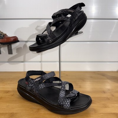 MBT Size 11-11.5 EU 42 Black Leather Kiburi Strap Rocker Toning Sandals B56