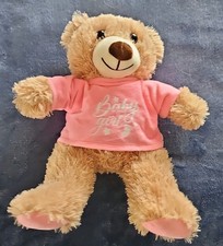 Beige Plush Teddy Bear Black Eyes with Pink B...