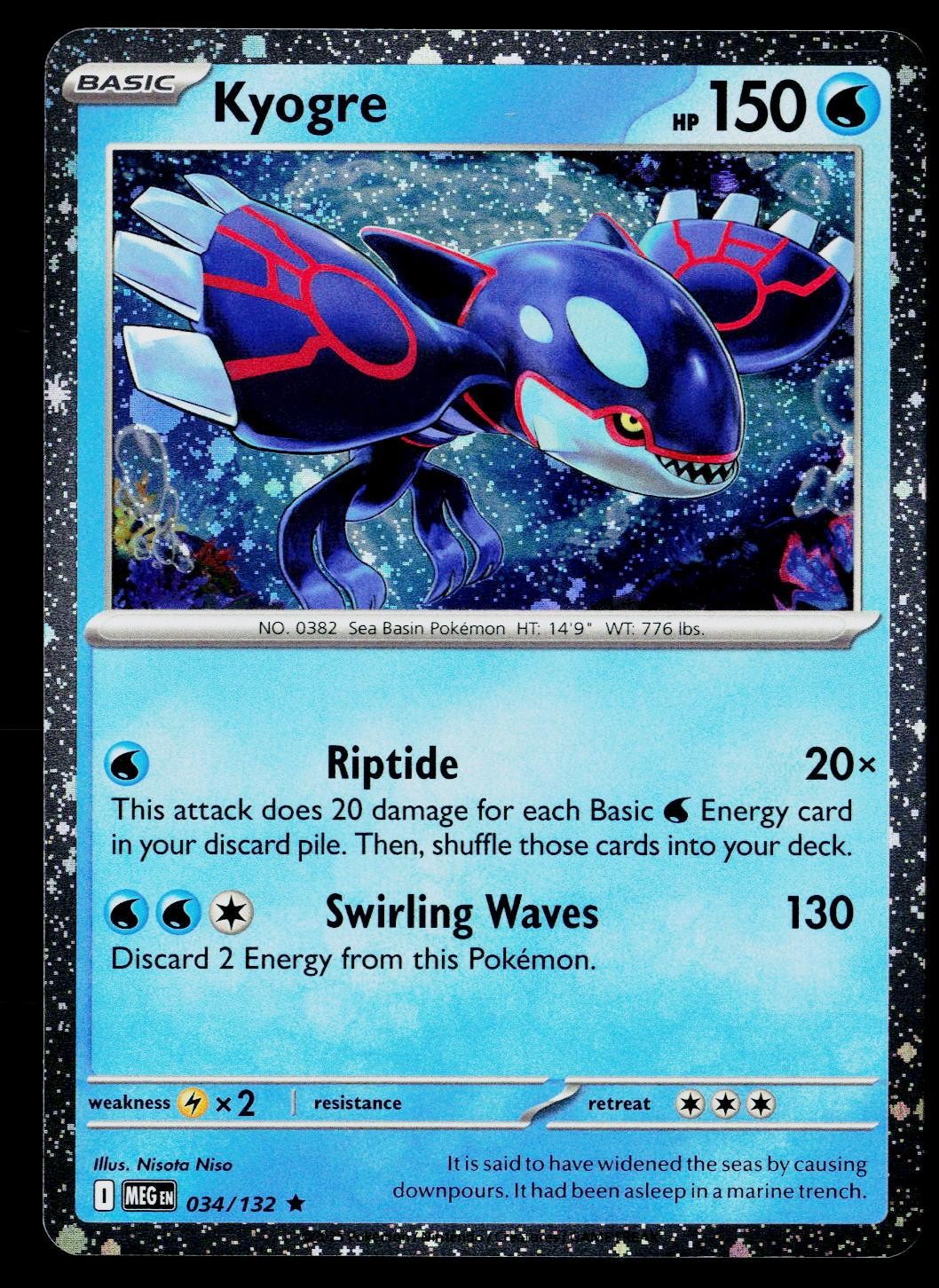 Kyogre 034/132 Rare Mega Evolution Pokemon Reverse Holo Lightly Played