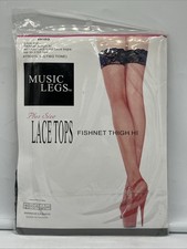 Brand New Plus Size Fishnet Thigh High Stockings With Lace Top Music Legs 4918Q