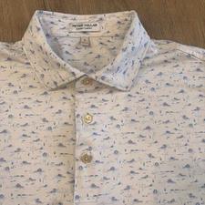 Peter Millar Men’s Summer Comfort Speedboat AOP Stretch Golf Polo White Size L