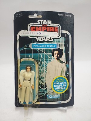45 Back Princess Leia Vintage Star Wars MOC ESB Empire Cardback Display Arena