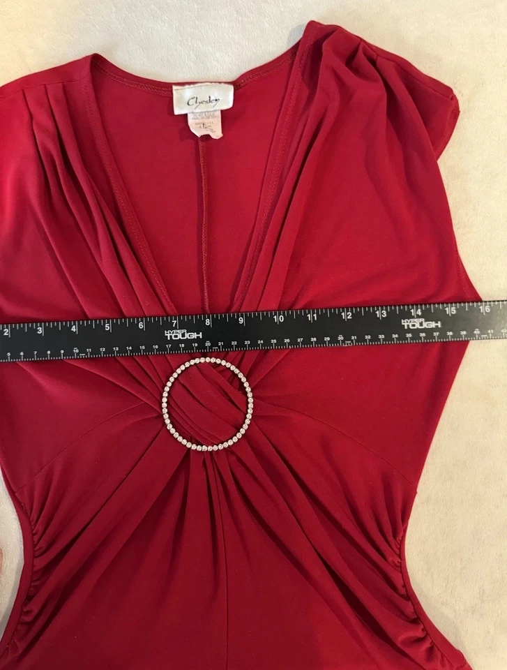 Sexy Vestido Chesley Midi Rojo Talla S Romántico Estrás Hebilla Fiesta Fiesta, Fecha Foto 4 de 4