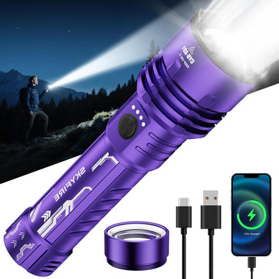 Flashlights Rechargeable with Ignition Lens, LED 2000 High Lumens Zoomable Flash