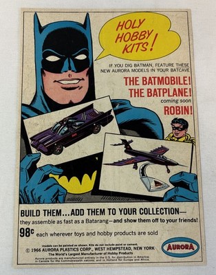 1966 Aurora models ad page ~ BATMAN AND ROBIN Batmobile and Batplane