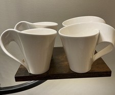Villeroy & Boch New Wave Mugs white, set of 4, Luxembourg Germany, Excellent