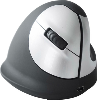 R-GO Tools Ergonomische Maus Funkmaus Optisch 4 Tasten 1750 dpi Schwarz Silber  