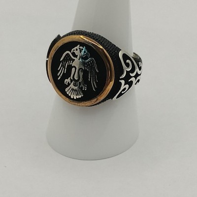 Sterling Silver Matt Black Eagle Ring sz 9