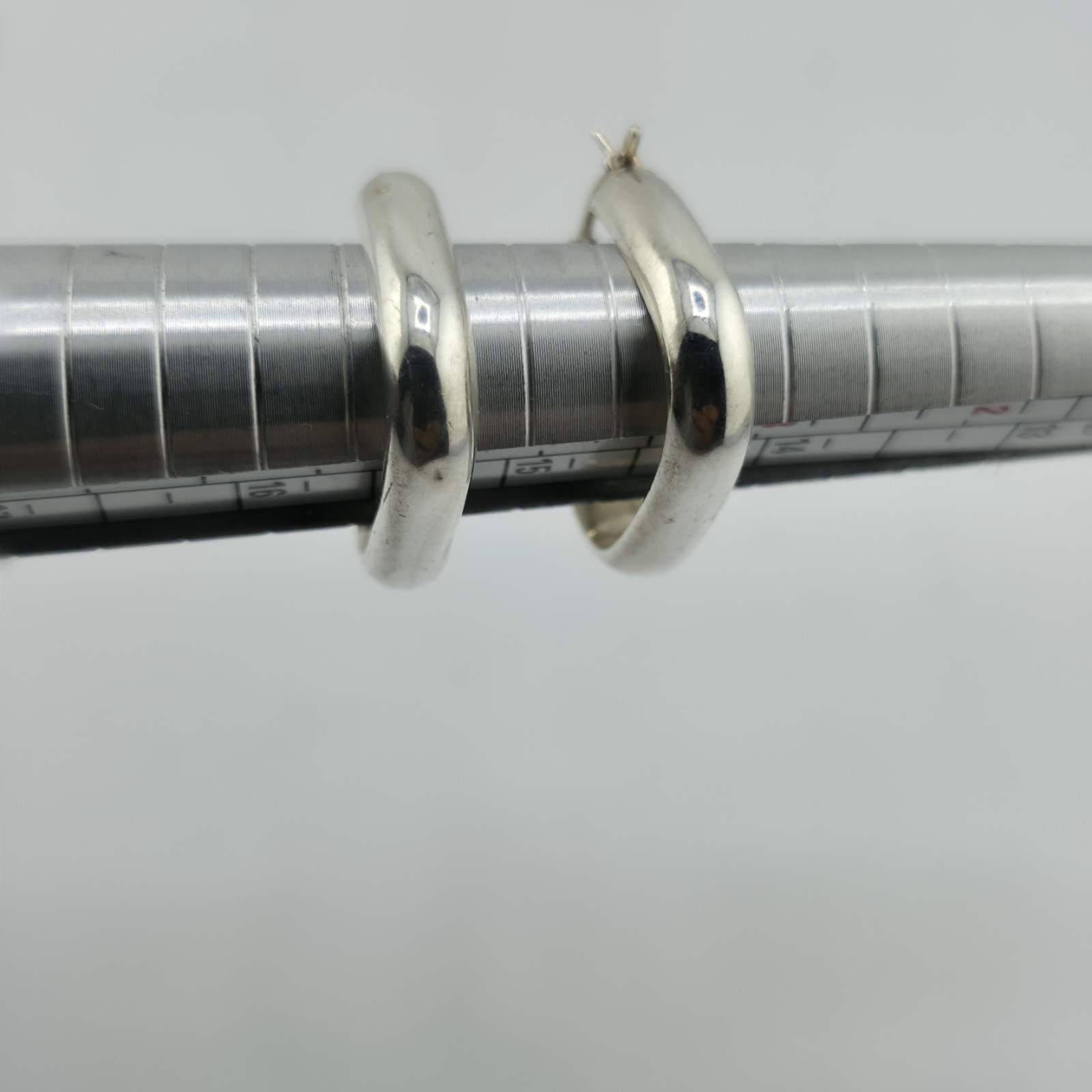 Sterling Silver Hoop Earrings Triangular Rounded … - image 5