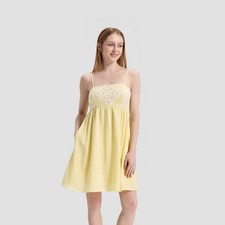 Universal Thread Women's Geometric Lace Mini Babydoll Dress - Yellow