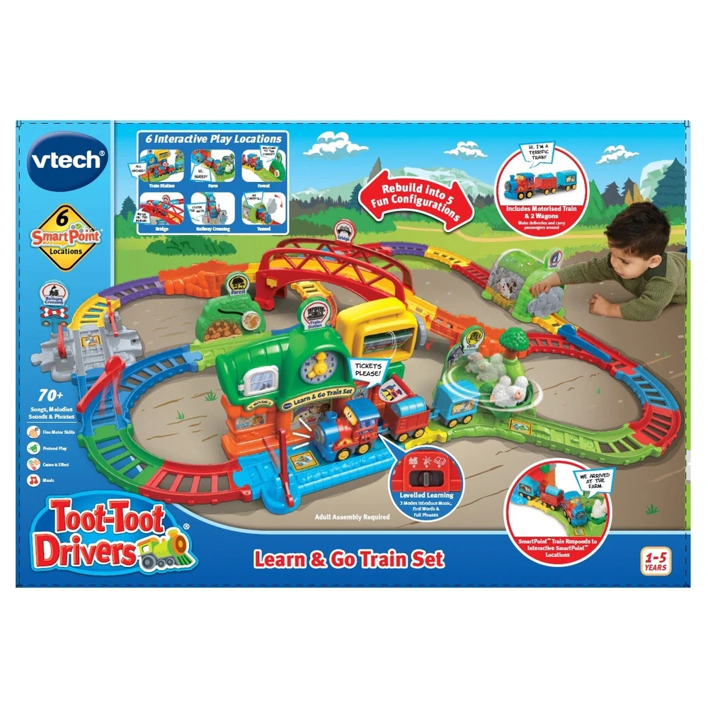 VTech Toot Toot Drivers Learn & Go Train Playset 6 Interactive Smart Point *NEW*