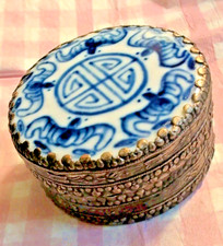 Vintage Blue Porcelain Hand Painted Filigree ...