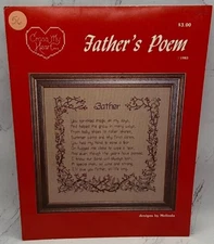 Vintage Fathers Poem Father's Day Cross Stitch Leaflet Cross My Heart 1983