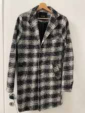 Cappotto Clayton Monopetto in Tessuto Bouclé Bicolore Bianco e Nero (Taglia S)