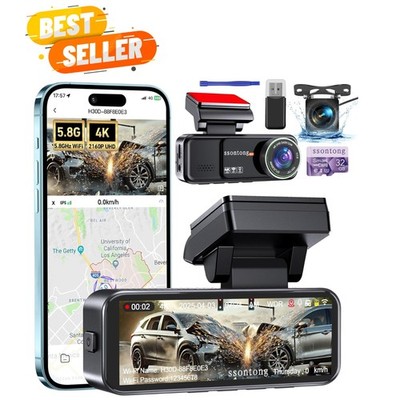 Smart 4K Dual Dash Cam with Loop Recording, WiFi, and Hassle-Free Installation