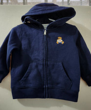 Ralph Lauren Sweatshirt Infant 12 Months Blue Zip Hoodie Bear Logo Fleece Solid