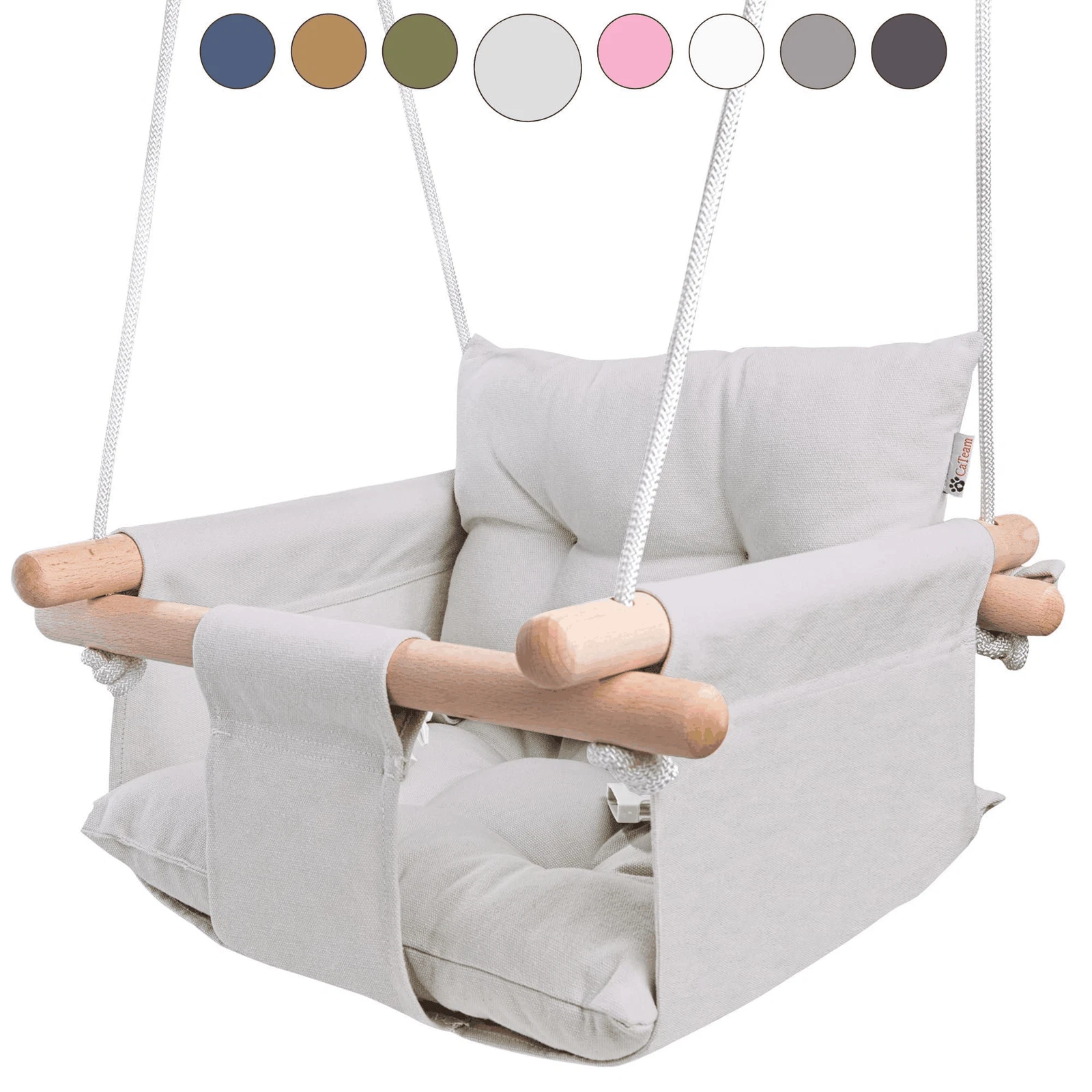 Grey Canvas Baby Swing Wooden Hanging Swing Seat Chair with Safety Belt Durable
Opens in a new windo