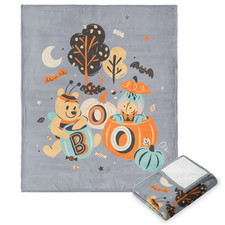 Cute Ghost Bear Halloween Flannel Blanket Soft Throw For Bed Sofa Spooky Gift