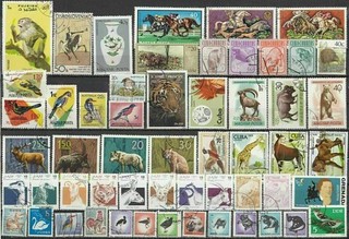 Tiere Lot mit Marken zum Thema Animals животные Animaux Animales Zwierząt 1687