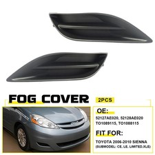 Front Pair Bumper Fog Light Cover Black Trim Set Fit 2006-2010 Toyota Sienna