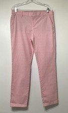 TOMMY HILFIGER Sz 8 Hamton Stretch Slim Chino Women Pants Striped Pink White
