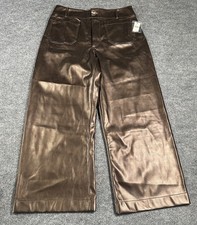 Maeve The Colette Crop Pants Women s 31 Brown Faux Leather Wide Leg NWT
