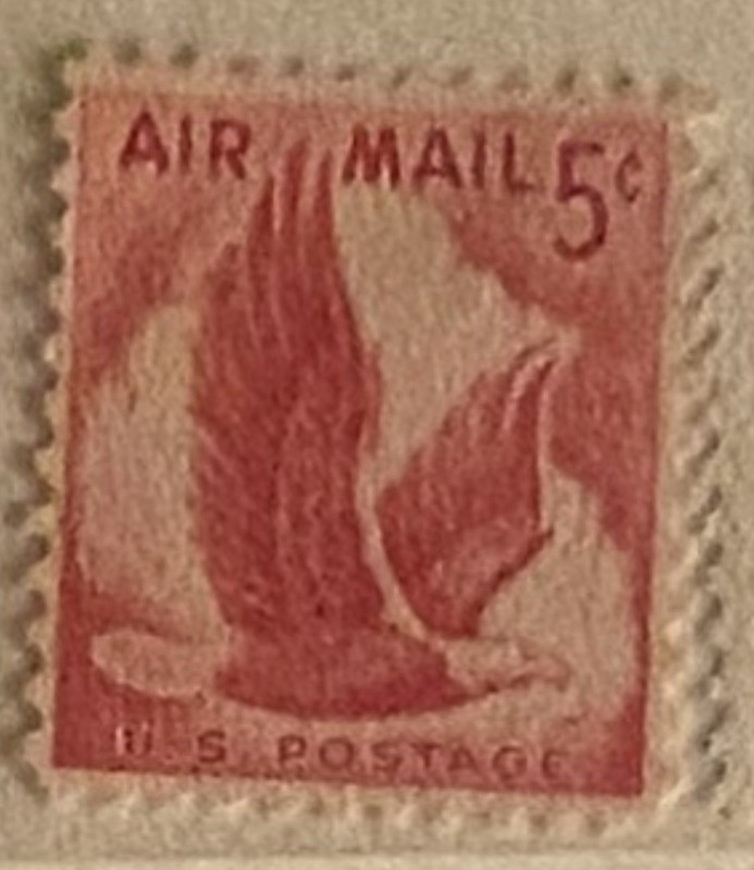 United States Air Mail 5c Aviation Airplane Postage Stamp Red Mint No Gum