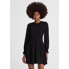 Madewell NWT Bubble Sleeve Smocked Mini Dress XL Black Chiffon