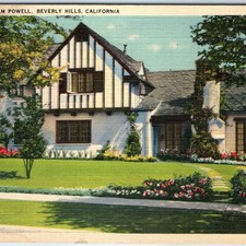 c1950s Beverly Hills, CA Home of William Powell House Linen PC Art Photo A331