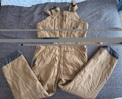 Dickies Overalls Mens XL Tan Canvas Workwear Heavy Duty Durable Missing button