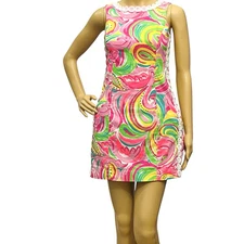 Lilly Pulitzer Dress Mila Shift Embroidery Multi All Nighter Flamingo Back/Zip 0