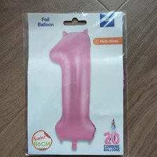 Matte Lovely Pink Number 1 Helium Foil Giant Balloon 86cm / 34 in