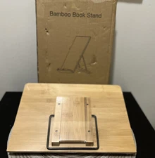 Bamboo Book Stand Cookbook Holder Tablet Device Recipe Adjustable Angle Wood