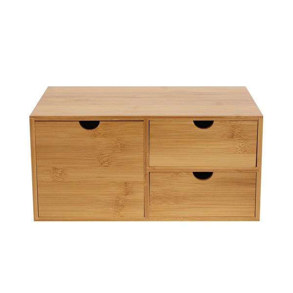Organizador de escritorio de bambú, caja de almacenamiento para cajón de escritorio, para hogar 2