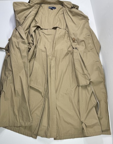 Vintage Polo Ralph Lauren Trench Coat Tan Khaki Belted Mens Size Large 90s - Picture 10 of 12