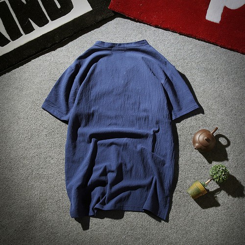 Men Henley Neck Plain Loose T-Shirt Short Sleeve Casual Summer Grandad Shirts ✔ - Picture 5 of 19