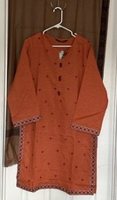 Women EMB Kurti Size-M Chest-20in Length-40in Hip-44  Color-Orange/red