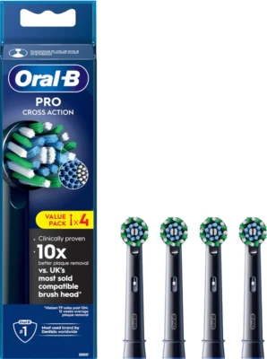 Testine Oral-B Cross Action 4pz Nere Ricambio Spazzolino Elettrico Braun